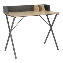 Biurko Brico szare z nadstawką nowoczesne industrialne do pracy i nauki 90x50 cm Intesi