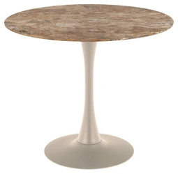 Stół okrągły Malta Actona 90 cm do jadalni ceramika brąz beż nowoczesny