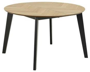 Stół okrągły rozkładany Georgetown dąb do jadalni nowoczesny 120-198 cm Actona czarne nogi