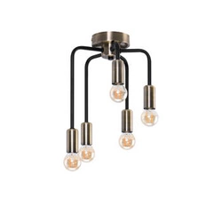 Lampa sufitowa loftowa Saga czarna z patyną 5-punktowa do salonu i jadalni
