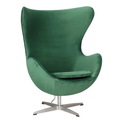 Fotel Jajo Velvet zielony obrotowy do salonu welurowy D2.DESIGN inspirowany Egg