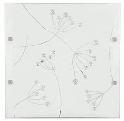 Plafon kwadratowy szklany Arty 40x40 kryształki biały do sypialni nowoczesny glamour