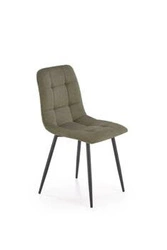 Krzesło tapicerowane Fime Intesi oliwkowe do jadalni i salonu nowoczesne na czarnych nogach