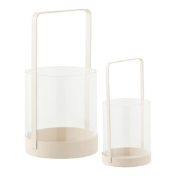 House Nordic Hurricane świeczniki szklane beżowe zestaw 2 szt dekoracyjne do salonu