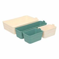 Zestaw 4 pudełek plastikowych Arche do szuflady na drobiazgi taupe i zielone 5five