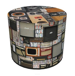 Pufa okrągła PRL Intesi multikolor nowoczesna tapicerowana do salonu i sypialni 40 cm