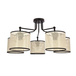 Lampa wisząca TOPI czarny 5x40W E27  abażur kremowy