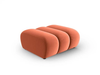 Pufa welurowa Lupine Coral Velvet kwadratowa pomarańczowa do salonu i sypialni 87x90 cm