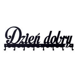 Wieszak ścienny do przedpokoju metalowy czarny Dzień dobry 01 Intesi nowoczesny 60 cm