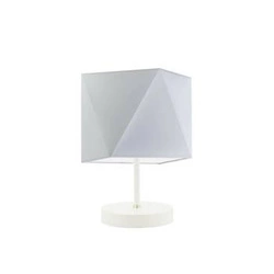 Lampka nocna PASADENA nowoczesna z jasnoszarym abażurem na biały stelaż do sypialni