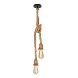 Lampa wisząca Videa czarna sznurkowa 2-punktowa do salonu i jadalni loftowa