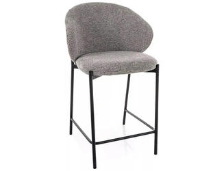 Hoker Elsme szary tapicerowany z oparciem do kuchni na czarnych nogach