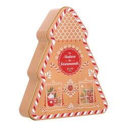 Intesi metalowe pudełko ozdobne choinka jasny brąz dekoracyjne do salonu 19 cm