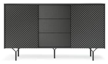 Komoda czarna z szufladami Navara 144 cm nowoczesna na nóżkach do salonu i sypialni Intesi