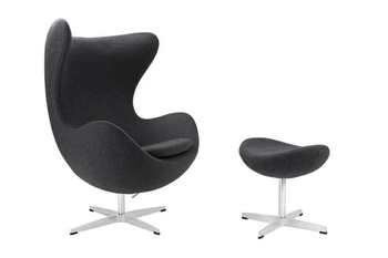 Fotel uszak Jajo z podnóżkiem do salonu szary kaszmir nowoczesny obrotowy D2.DESIGN