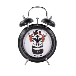 Budzik stojący Zebra Intesi nowoczesny czarny zegar do sypialni lub pokoju dziecięcego