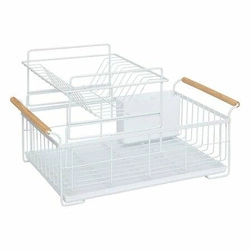 Ociekacz do naczyń dwupoziomowy Naturéo biały na blat metalowy z tacką 5five simply smart