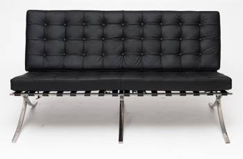 Sofa BA2 2 osobowa, czarna ekoskóra inspirowana Barcelona