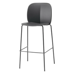 Hoker z oparciem Mentha czarny 75 cm nowoczesny do kuchni i wyspy, metalowy, sztaplowany