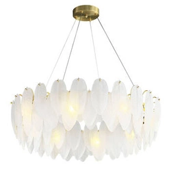 Lampa sufitowa PIUMA glamour biała złota szklana 80 cm do salonu i jadalni Step into Design