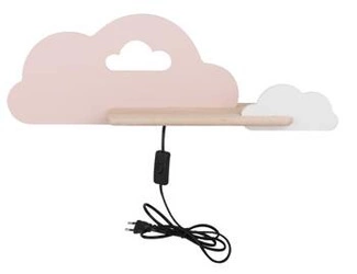 Kinkiet ścienny LED Cloud drewniany różowy do pokoju dziecięcego klasyczny dekoracyjny 53 cm