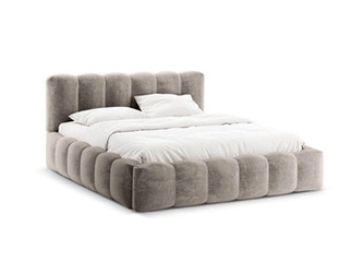 Łóżko tapicerowane Lupine cappuccino chenille 140x200 z pojemnikiem do sypialni glamour