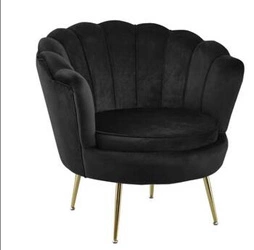 Fotel kubełkowy Korab VIC welur czarny glamour do salonu na złotych nogach Intesi