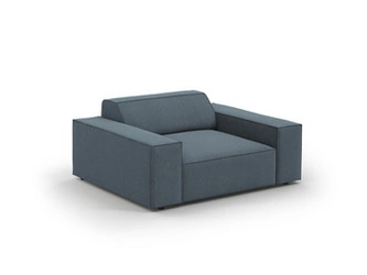 Fotel wypoczynkowy Jodie niebieski do salonu nowoczesny z podłokietnikami tkanina