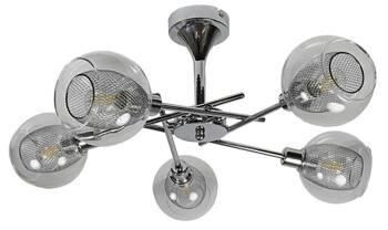 Lampa wisząca Ozzo szklana chromowana 5-punktowa do salonu nowoczesna regulowana