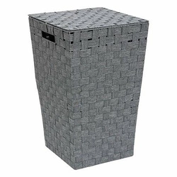 Kosz na pranie do łazienki Lise szary nowoczesny z pokrywą i uchwytami 5five simply smart