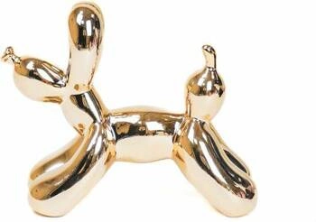 Figurka dekoracyjna Pies balon złoty HV decor nowoczesna na komodę do salonu 18 cm