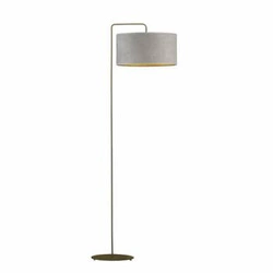 Lampa podłogowa do salonu BOLIVIA GOLD szara welurowa nowoczesna glamour z abażurem Lysne