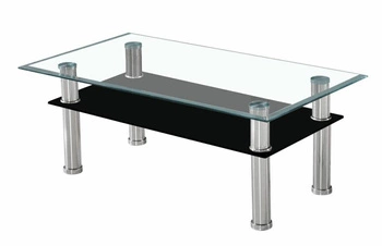 Stolik kawowy Swan szklany prostokątny z półką nowoczesny loftowy do salonu 103x63 cm