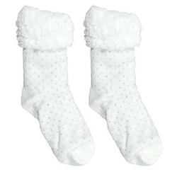 Skarpetki damskie Intesi białe z srebrnym motywem, ciepłe i przyjemne w dotyku, nowoczesny styl