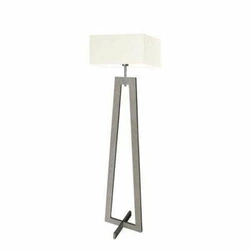 Lampa stojąca do salonu Jawa nowoczesna drewniana z abażurem ecru Lysne 138 cm