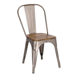 Krzesło Paris Wood D2.DESIGN metalowe z drewnianym siedziskiem do jadalni styl industrialny