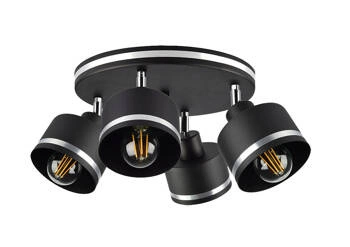 Lampa sufitowa Wama czarny 4x40W E27  klosz czarny+srebrny