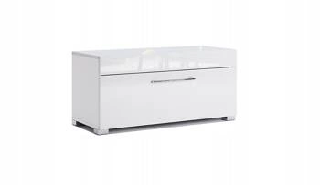 Szafka na buty Amanda Intesi biała połysk nowoczesna z siedziskiem i schowkiem do przedpokoju