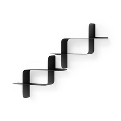 Zestaw 2 nowoczesnych czarnych półek ściennych Montage Umbra na książki i dekoracje