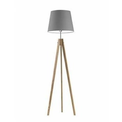 Lampa podłogowa ARUBA abażur szary stalowy stelaż dębowy