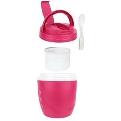 Lunchbox Travel Intesi okrągły czerwony z pokrywką i łyżką do pracy lub szkoły 16,5 cm