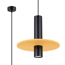 Lampa wisząca PELTA 1 nowoczesna czarna żółta do salonu kuchni nad stół 30 cm