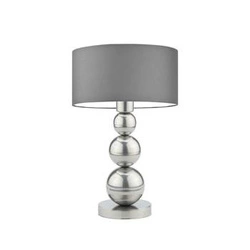 Lampka nocna HONOLULU szara nowoczesna z abażurem do sypialni i salonu LYSNE 41 cm