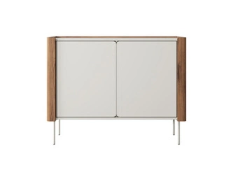 Komoda Taberg nowoczesna beżowa orzechowa 105 cm na nóżkach do salonu i sypialni