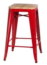 Hoker Paris Wood 75 cm nowoczesny metalowy z drewnianym siedziskiem do kuchni personalizowany D2.DESIGN