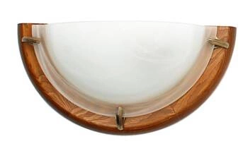Plafon sufitowy Duna dąb alabaster 30 cm szklano-drewniany do salonu i sypialni
