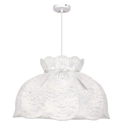 Nowoczesna biała lampa wisząca ROSSINI z tkaniny do salonu i sypialni 52 cm