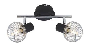 Nowoczesna lampa sufitowa Oslo czarna chrom regulowana do salonu lub sypialni 2-punktowa