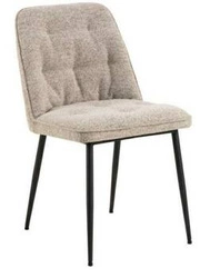 Krzesło do jadalni Brooke Actona tapicerowane beżowe pikowane nowoczesne na czarnych nogach