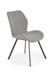 Krzesło tapicerowane Vermont szare do jadalni i salonu nowoczesne na czarnych nogach